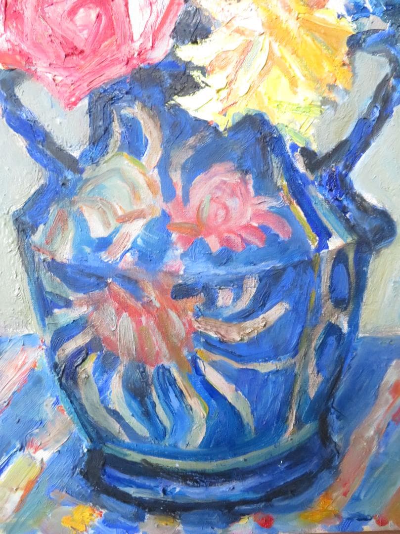 ◇ 坂田黎一「薔薇」（仮題）油彩F20号大作創元会会員◇