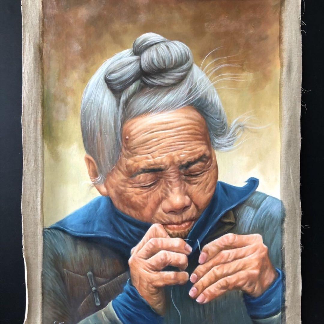 人物画 冷軍 手描き 油画 インテリアアート 約104×72cm