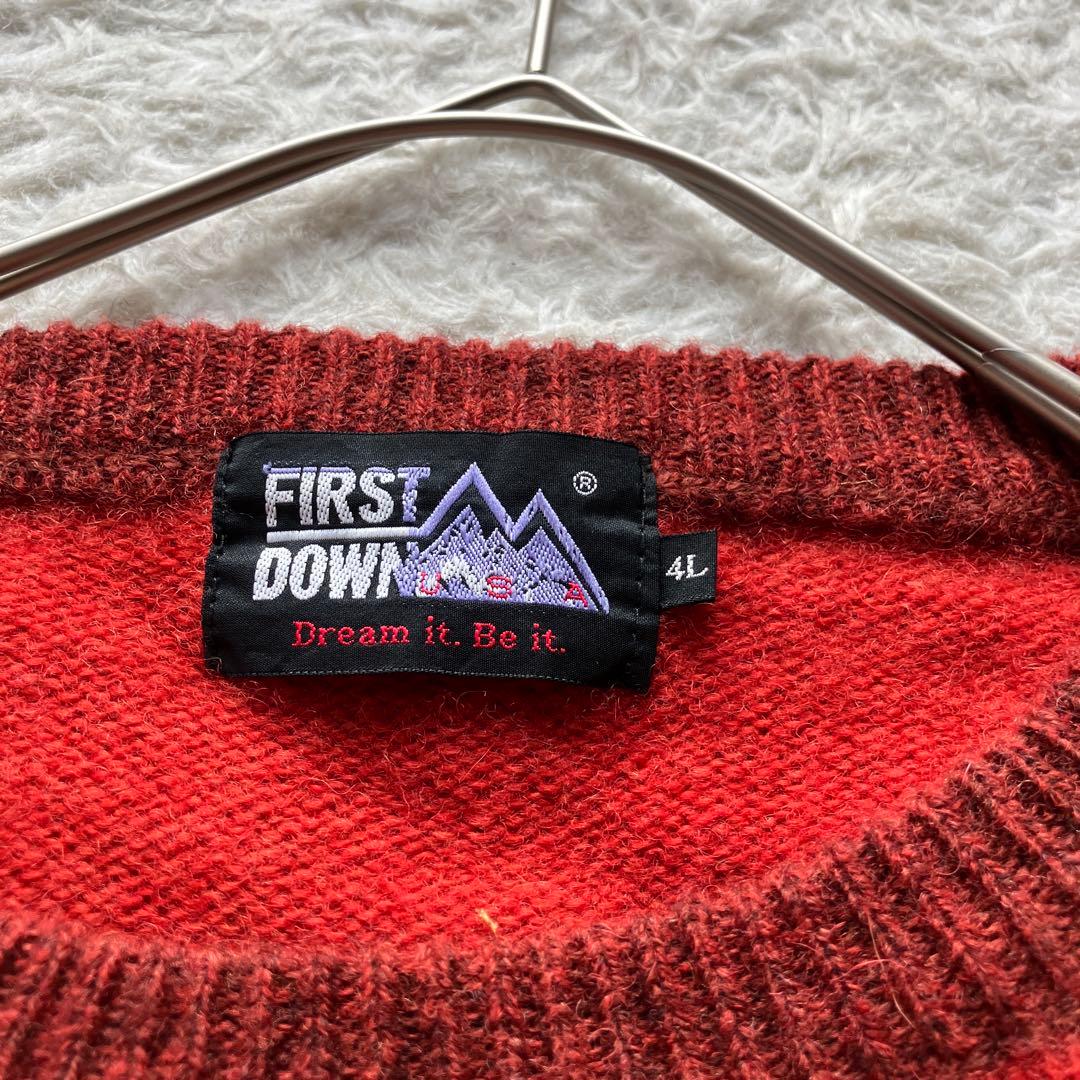 新品【FIRST DOWN】ラグランスリーブ ニットセーター ウール100 4L