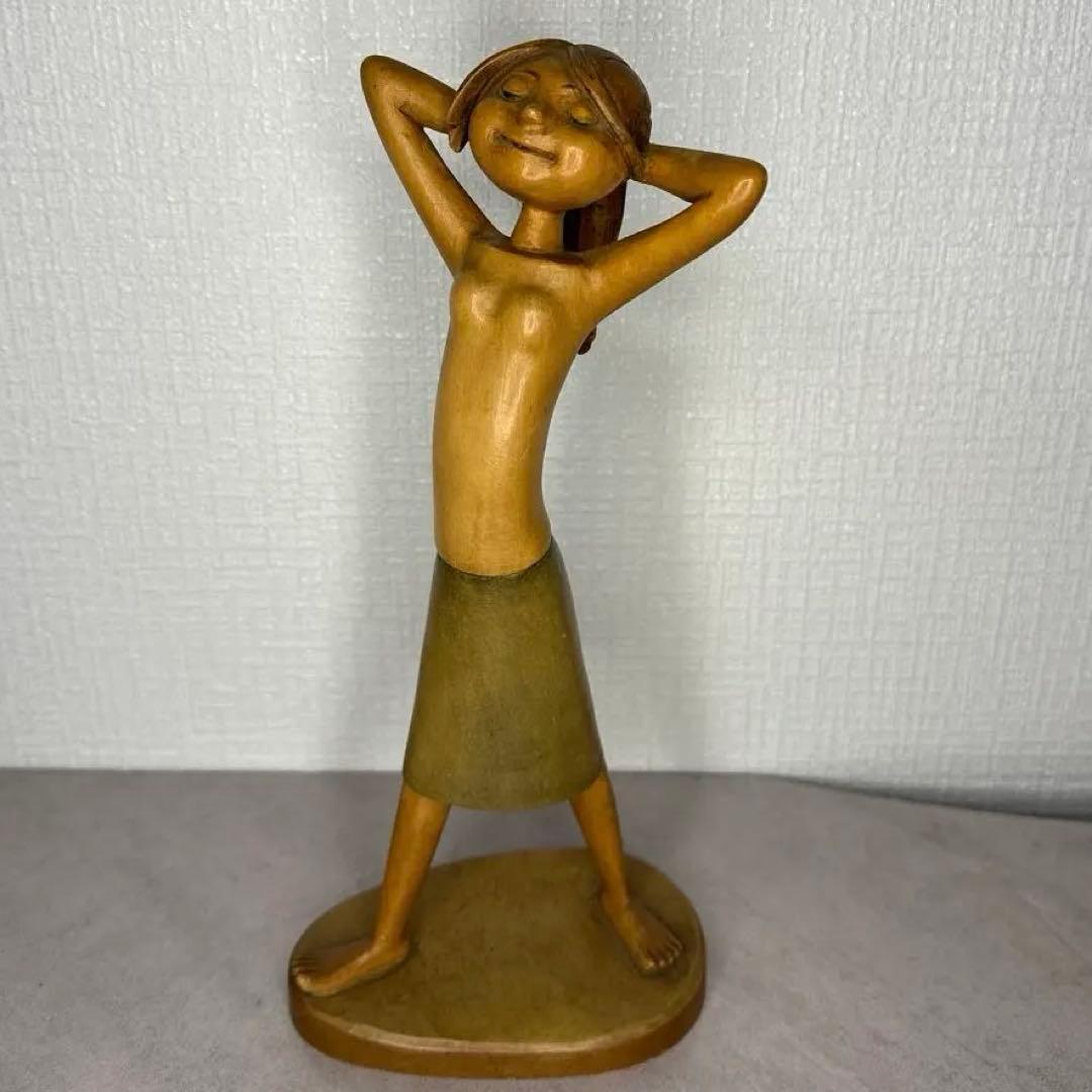 アンリ（ANRI）の木彫り人形「ハッピー・チルドレン」シリーズ約25cm