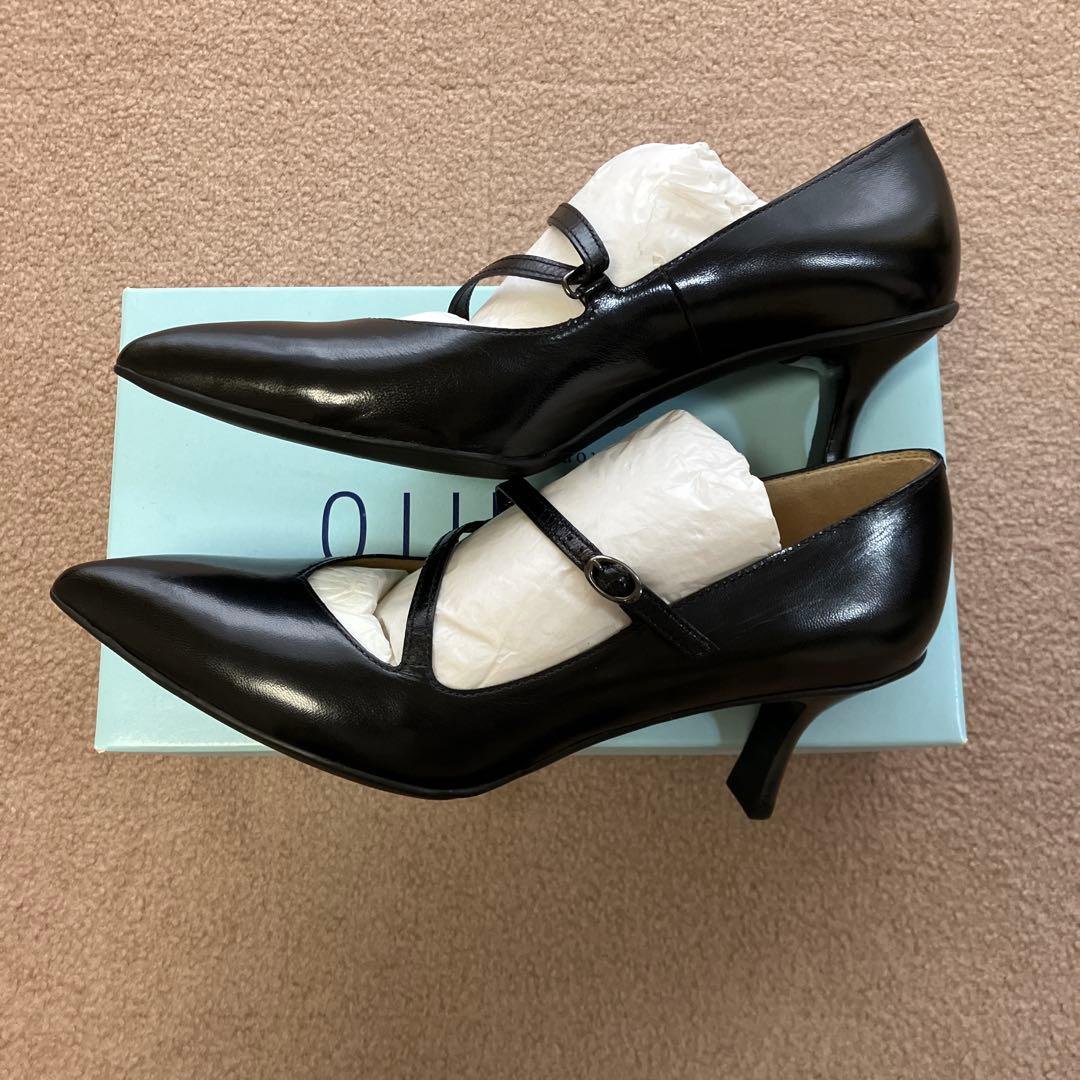 【新品】YOSHITO ヨシト 黒 パンプス 24.5cm 本革クロスストラップ
