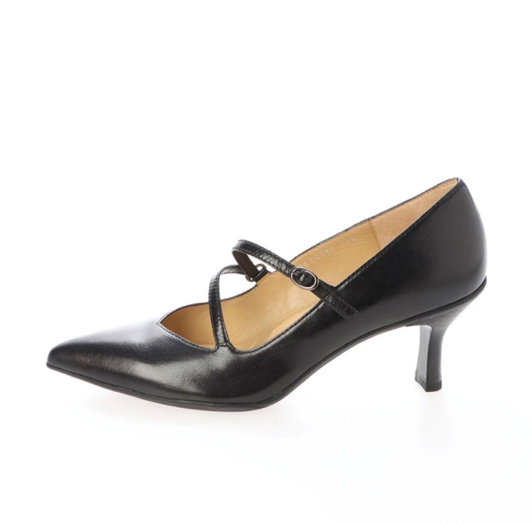 【新品】YOSHITO ヨシト 黒 パンプス 24.5cm 本革クロスストラップ