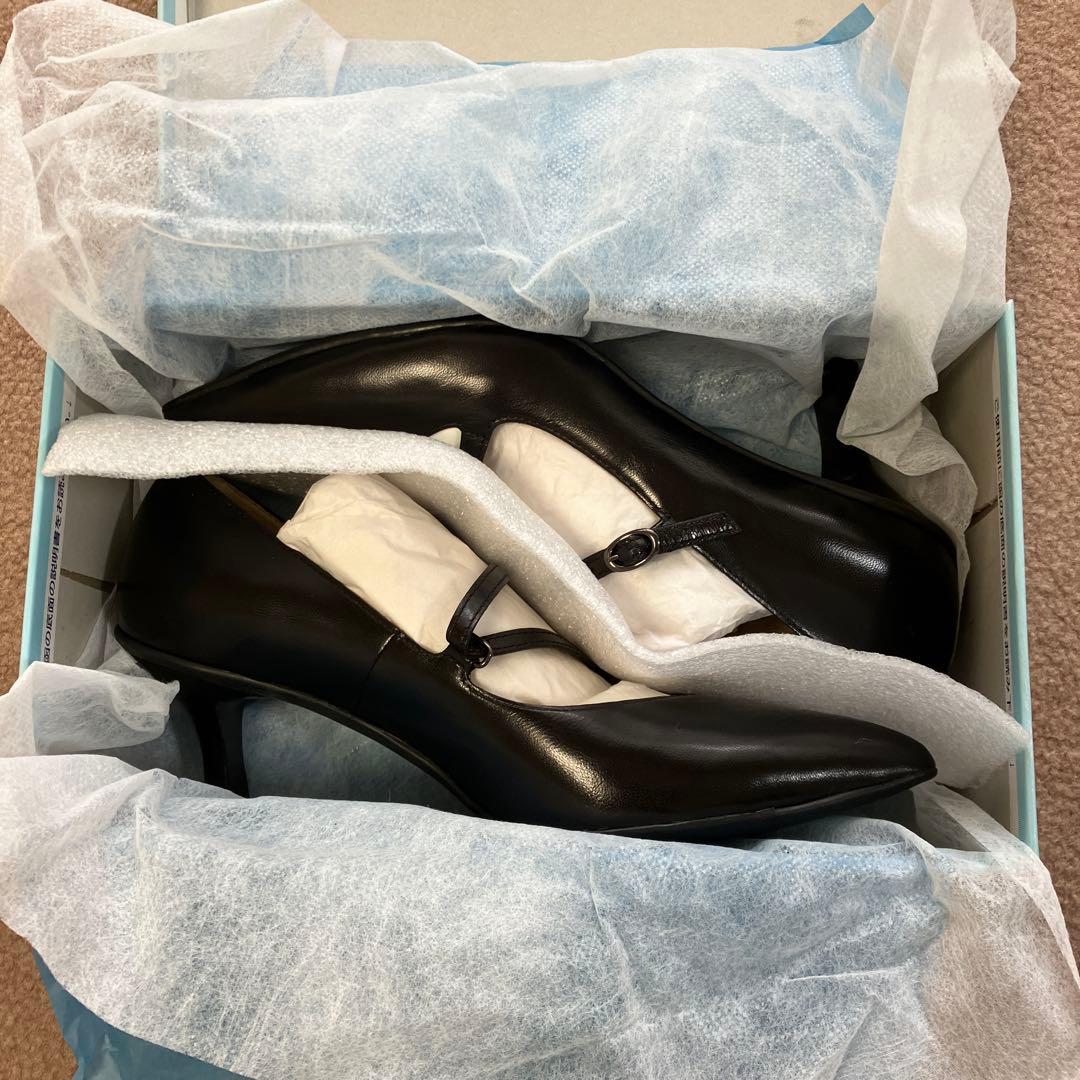 【新品】YOSHITO ヨシト 黒 パンプス 24.5cm 本革クロスストラップ