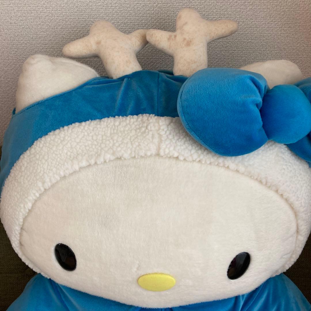 特大ハローキティ ぬいぐるみ トナカイ青 レトロ - メルカリ