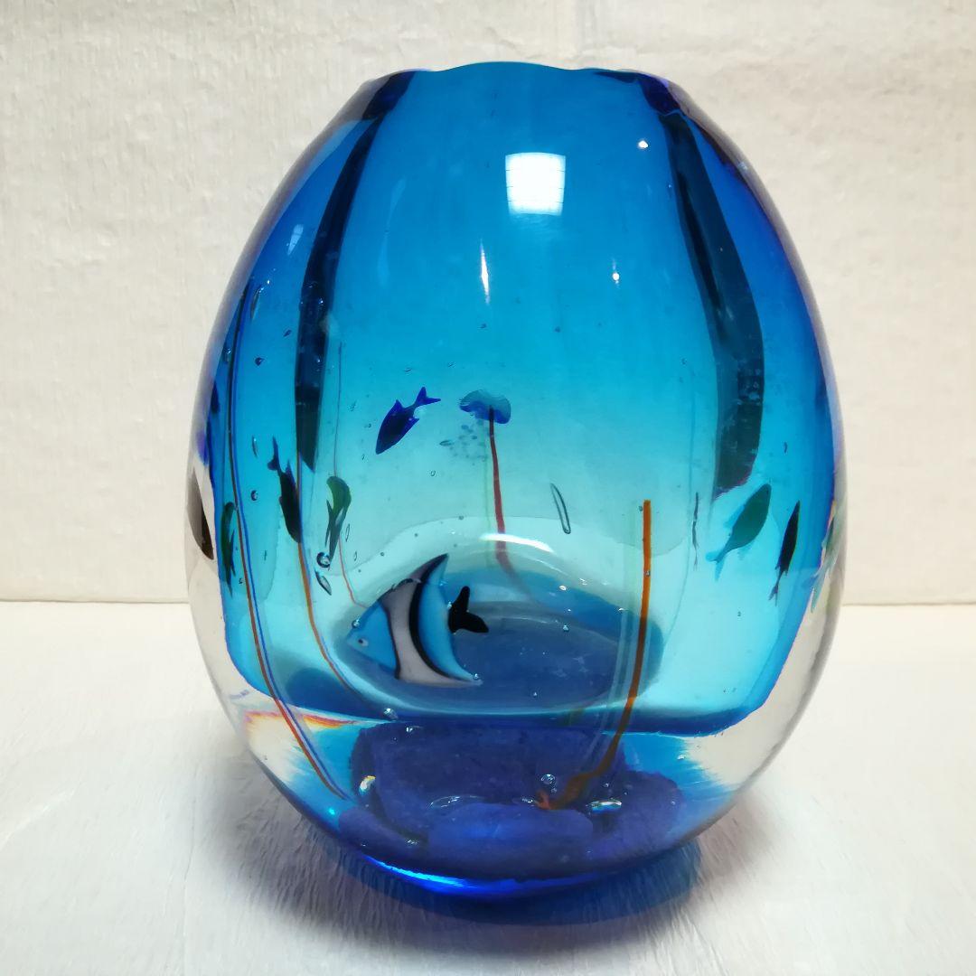 ベネチアンガラス 花瓶 ガラス工芸品 ガラスアート 水族館 魚