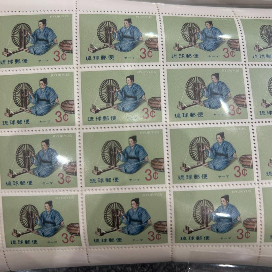 琉球郵便 ヤーマ 糸車 3セント 未使用シート 52シートまとめ