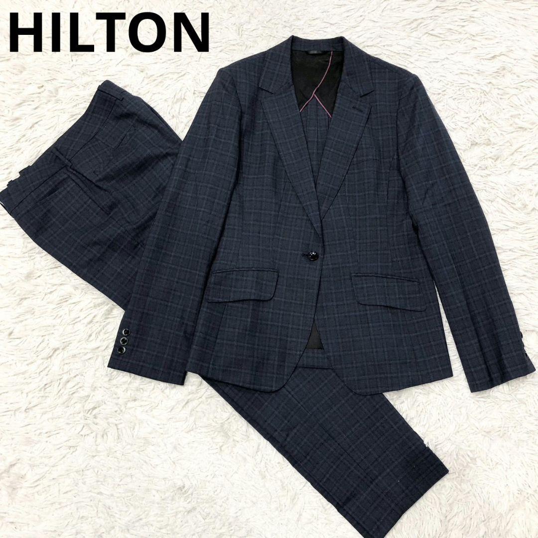 HILTON パンツ スーツ セットアップ チェック ネイビー 11号