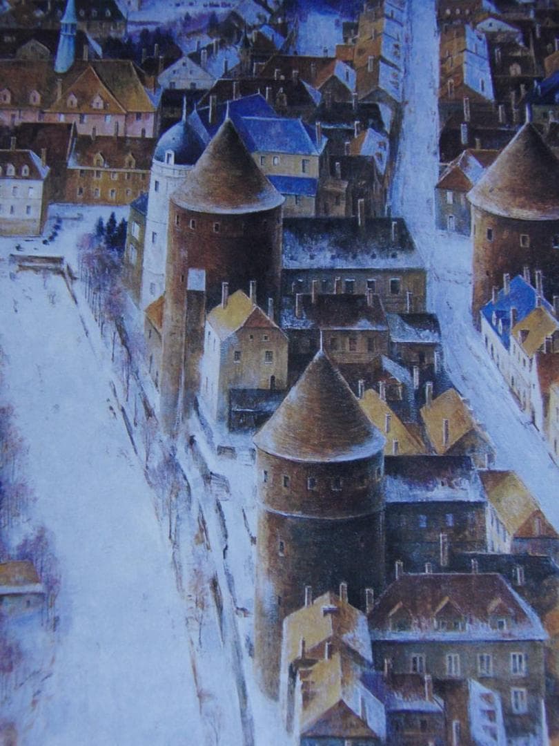 鵜飼幸雄、【白い道】、希少な額装用画集より、新品額装付