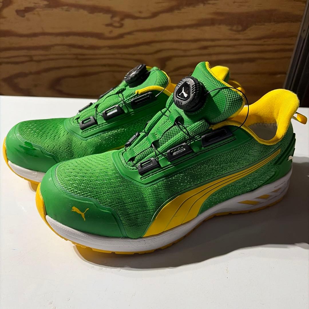 PUMA 安全靴 25.5cm グリーン/イエロー