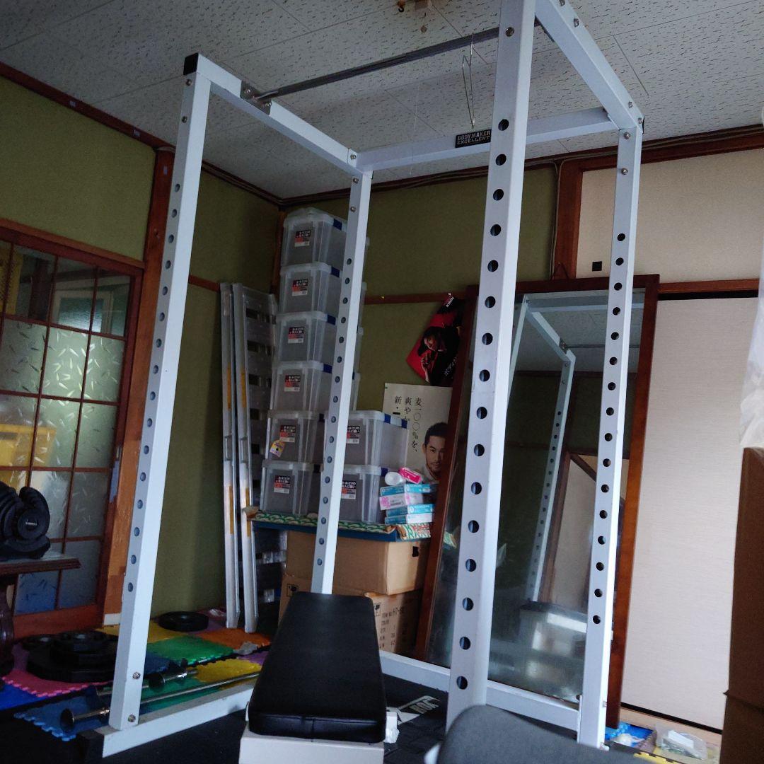 ボディメーカー製パワーラックEX-V ベンチ付き 引き取り限定