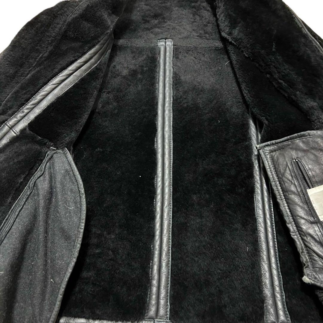 HUGO BOSS ムートンレザージャケット ブラック - メルカリ