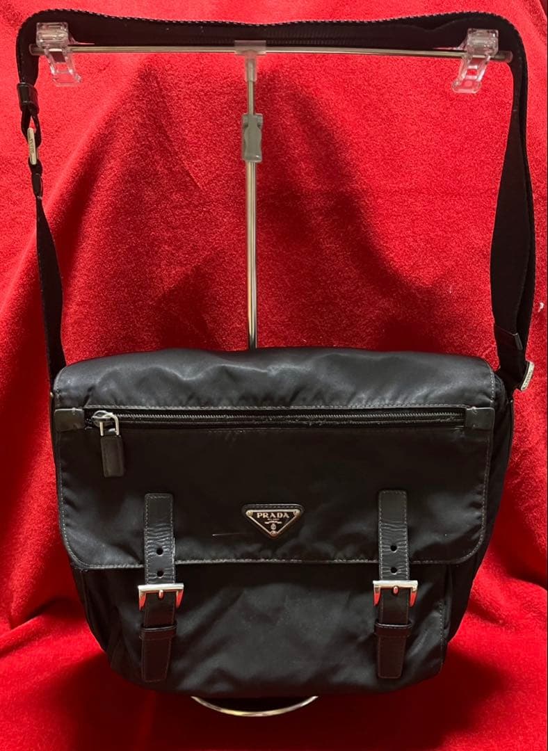 [PRADA]三角ロゴプレート ポコノ メッセンジャーバッグ/ショルダーバッグ黒