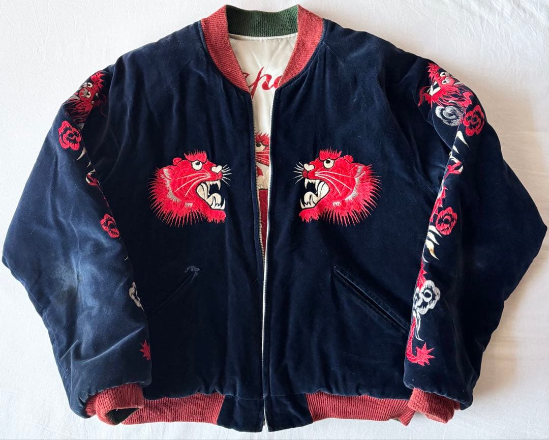 ベー 90's 別珍 テーラー東洋 M品番 スカジャン 赤虎 赤龍 赤鷹