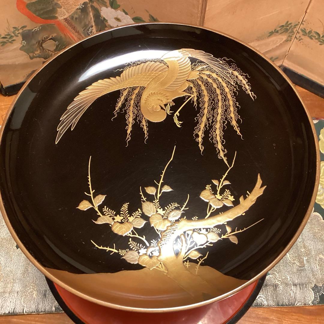 A1059 極上蒔絵 木製輪島塗 桐に鳳凰蒔絵 高月 高杯【供箱入】 1基