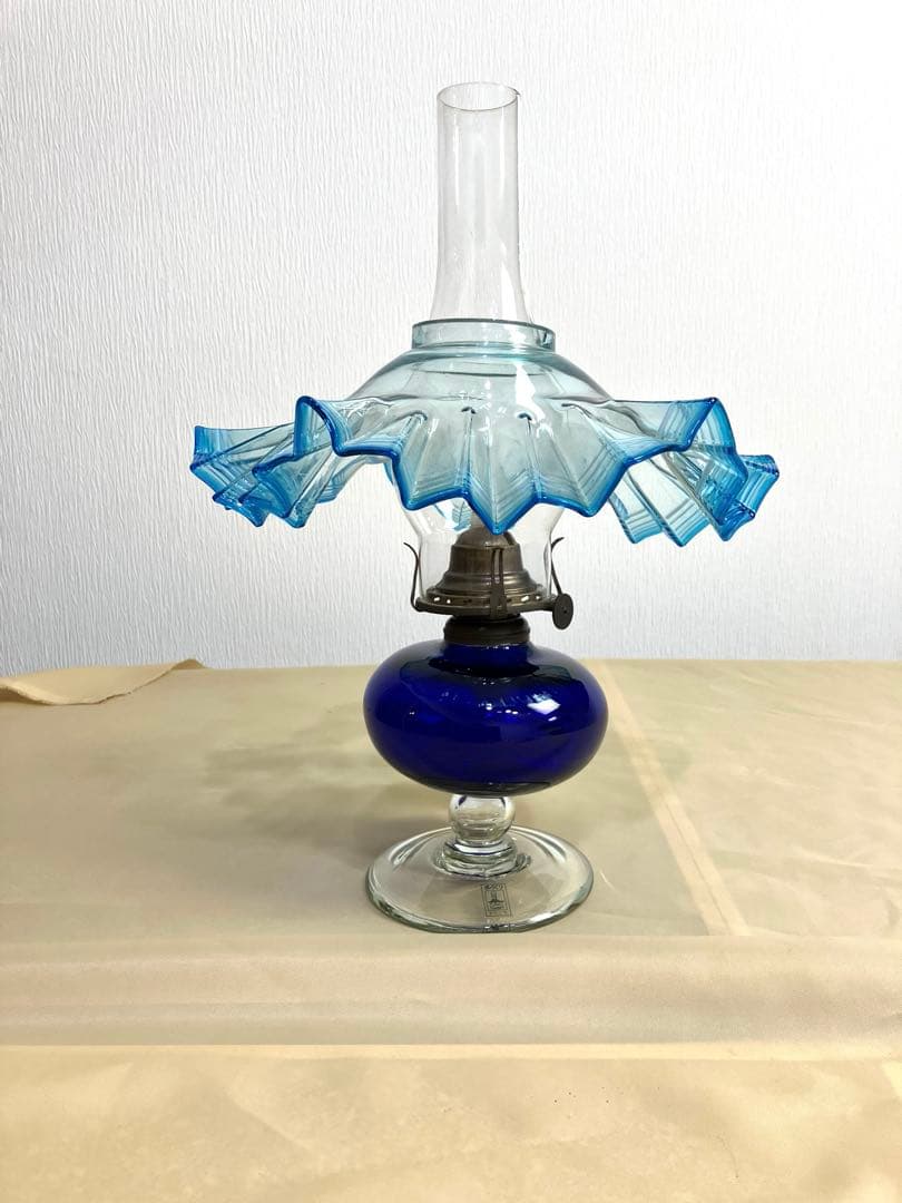 北一硝子　灯油ランプ　オイルランプ インテリア照明　フリルガラス