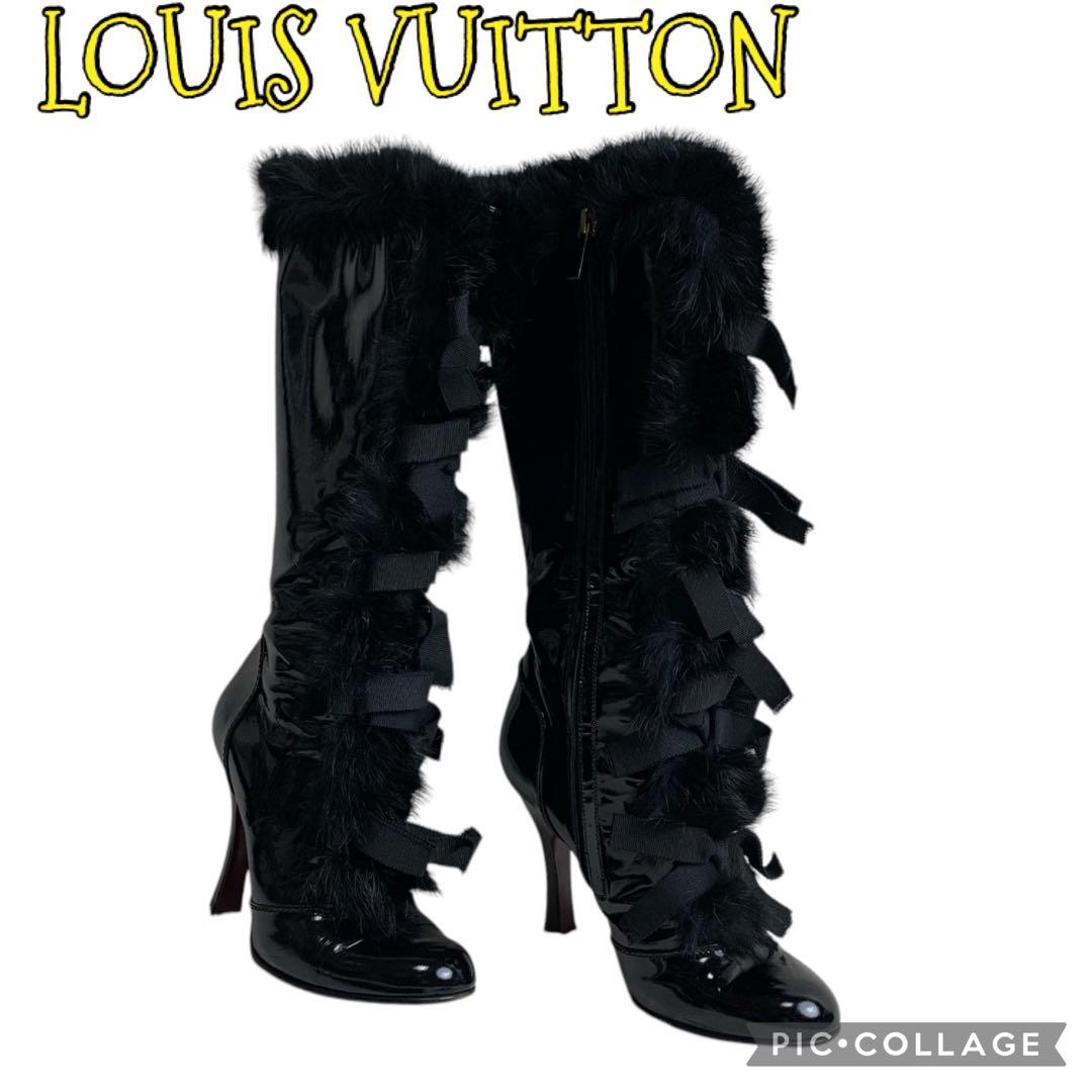 【定価30万】《超レア商品》ルイヴィトンリボンファーエナメルブーツ