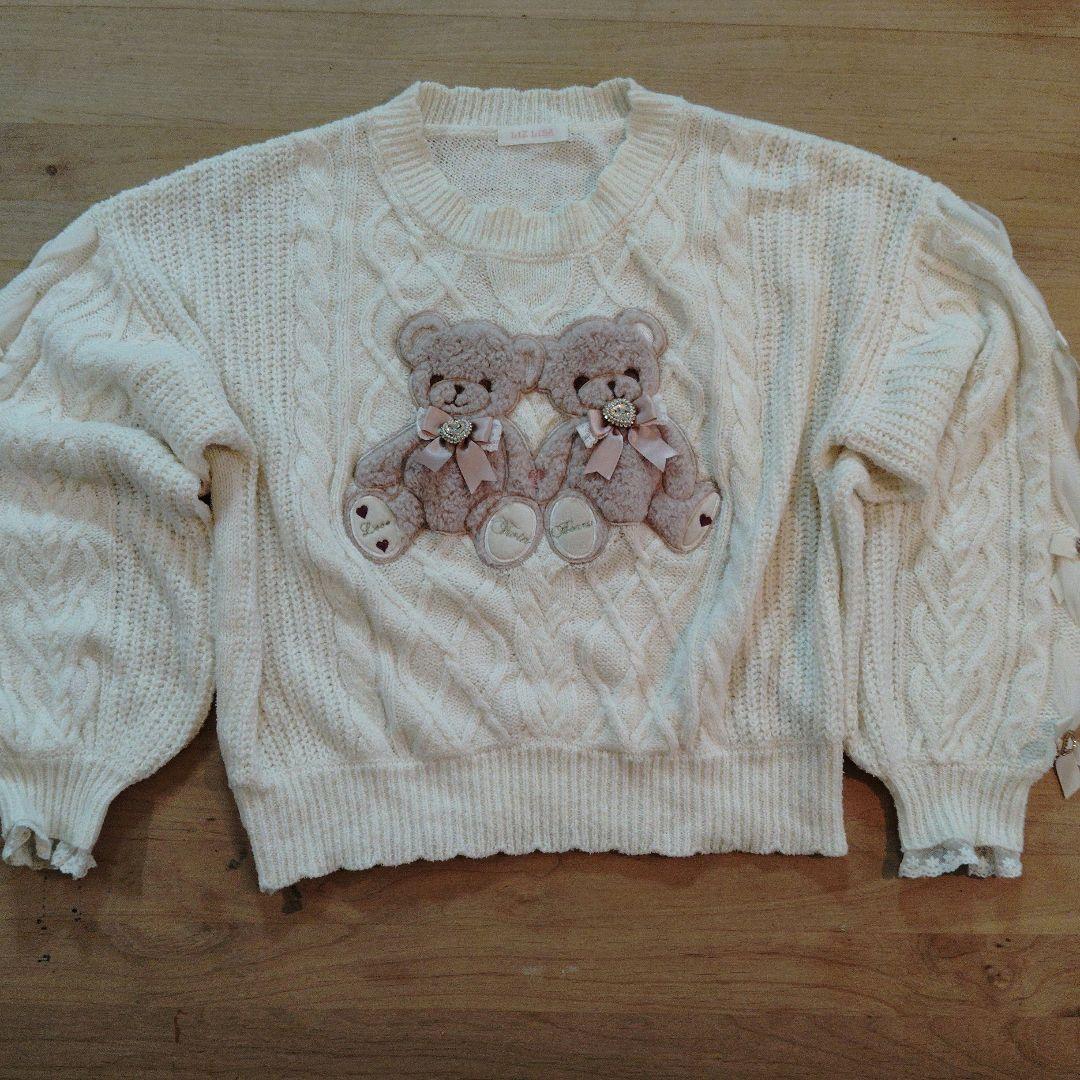 リズリサ LIZ LISA Twin Bears アイボリー長袖くまニット