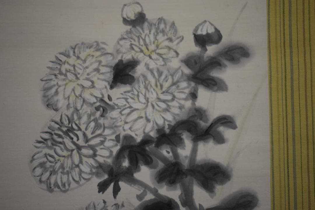 真作/小川千甕/紅葉菊に小禽図/布袋屋掛軸HJ-342 - メルカリ