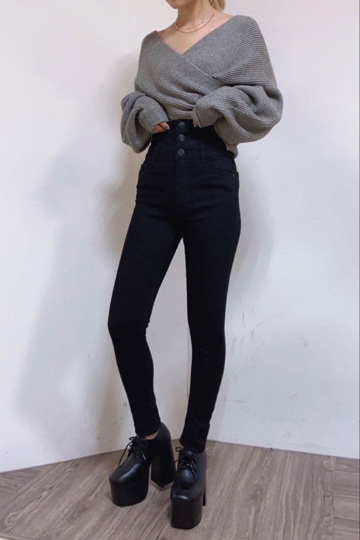 【新品未使用】EMODA 【ELDER】ハイウエストスキニーデニム ブラック M