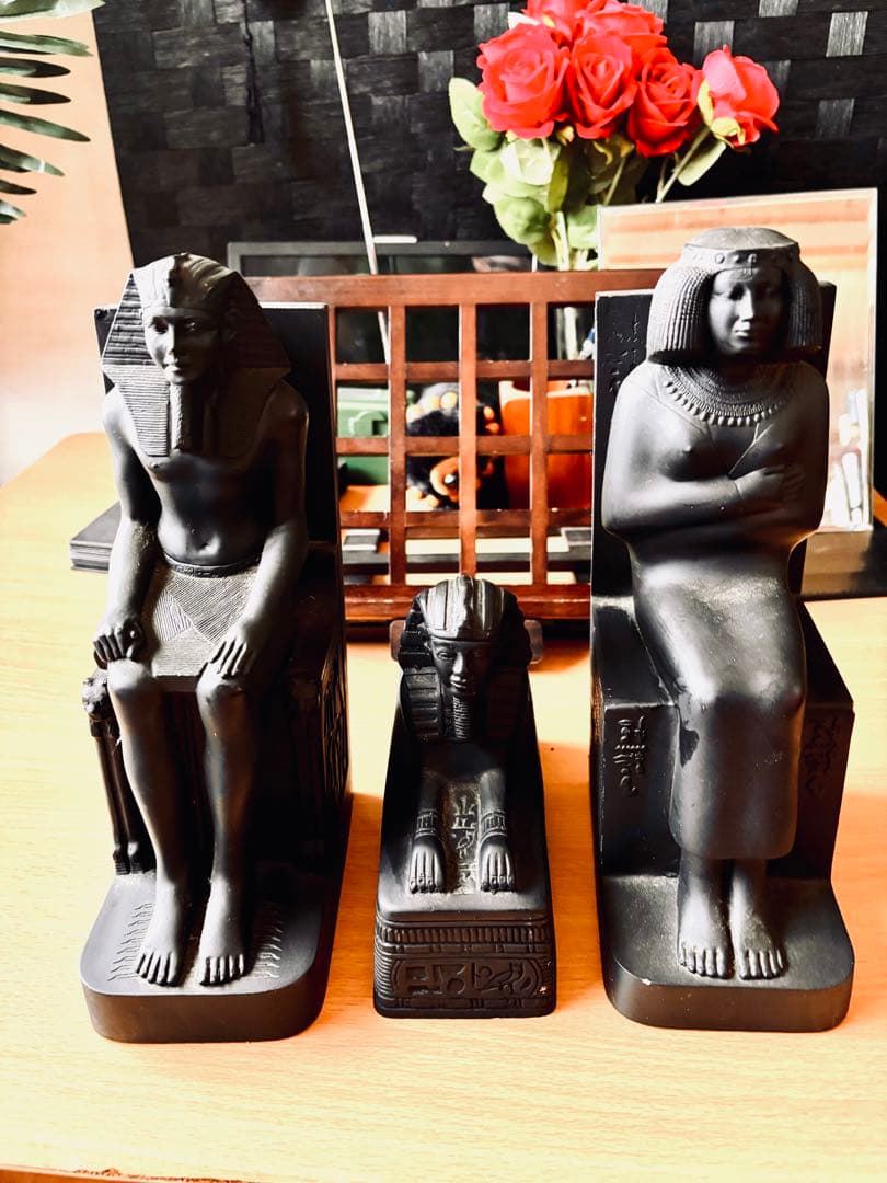 エジプトブームに！エジプトインテリア置物彫刻セット 中型 黒 エジプト猫♪置物2体セット インテリア オブジェ オーナメント