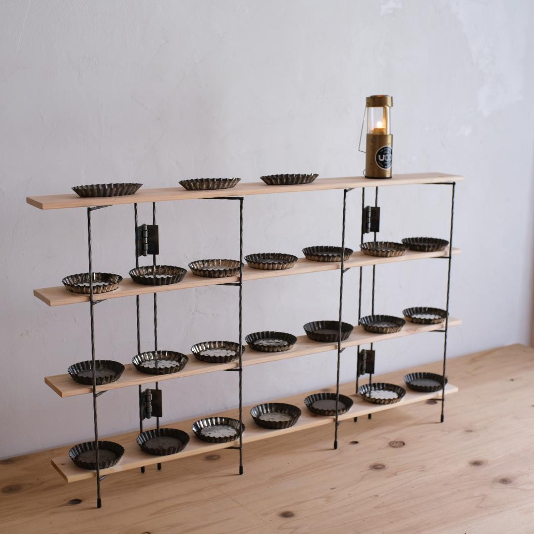 無骨なアイアン脚2点1セットH 板付きスリムシェルフイベント什器