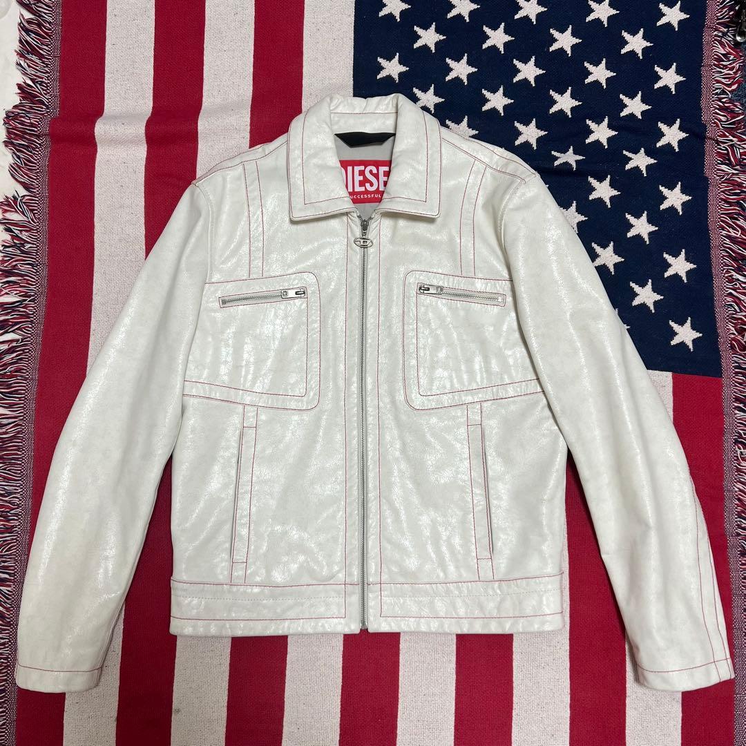 DIESEL 中華新年モデル クラック加工 ホワイト レザー ジャケット 3568-02-2.jpg