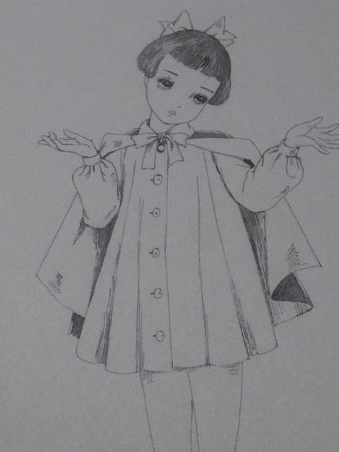 大正ロマンの画家、山根幸雄／由紀雄の肉筆の画稿です。中原淳一と同時代です／5