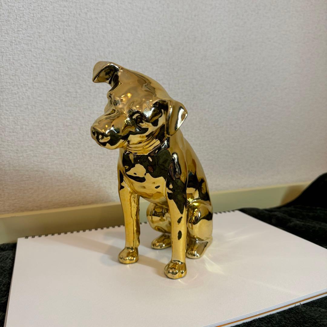 ビクター犬 ニッパー 18センチ ゴールド 置物 レトロ 希少 - メルカリ