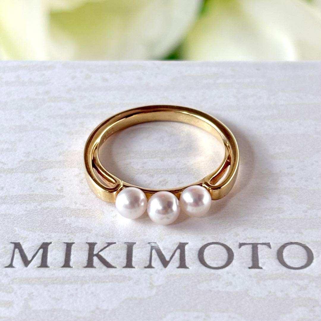 N*n様 357【ミキモト】ベビーパール 約4mm K18 リング 約11号 箱