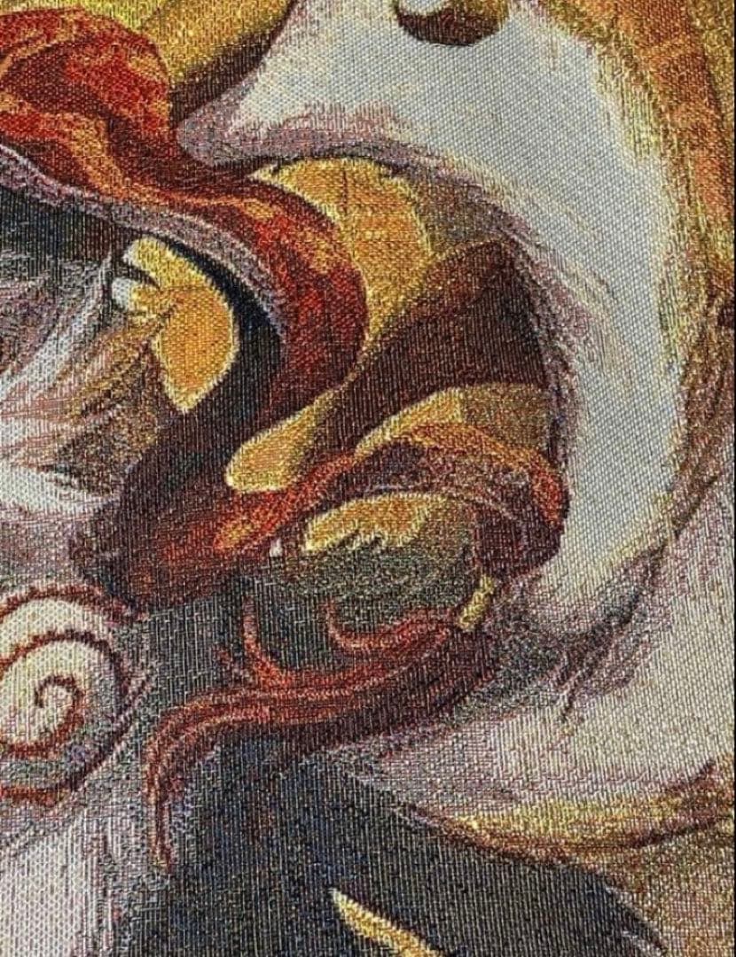 チベット タンカ 九尾の狐 きゅうび 開運 タペストリー A2サイズ 40×60