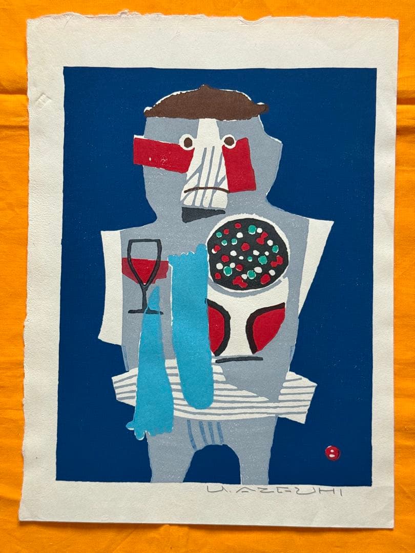 畦地梅太郎「花の季節」木版画（1966年作、直筆サインあり）