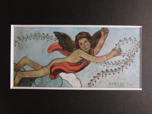 シャルル・フィリジェ、花飾りを持つ天使、希少な画集より、高級新品額・額装付