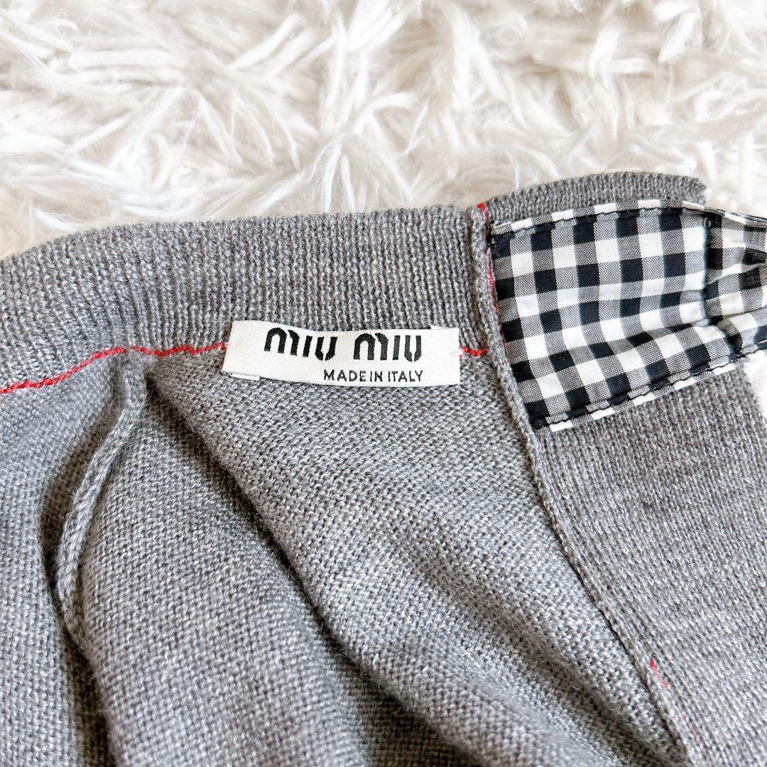 レア⁂美品⁂ミュウミュウ⁂バックリボンニット 半袖ニット チェック