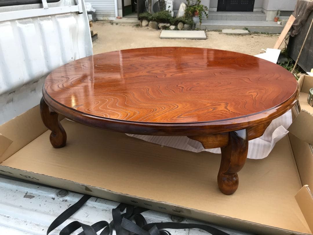 大型ちゃぶ台ケヤキ105丸折りたたみ脚 日本製