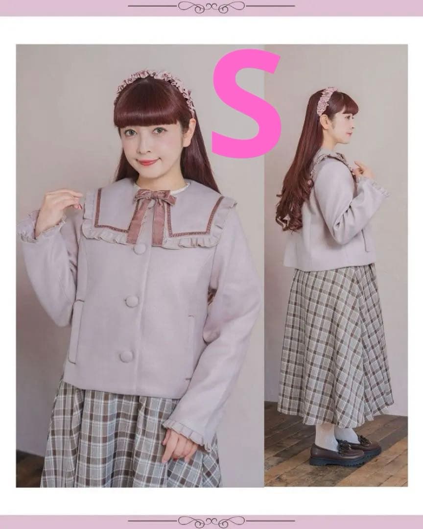 青木美沙子 セーラーカラーショートコート ピンク S しまむら しま