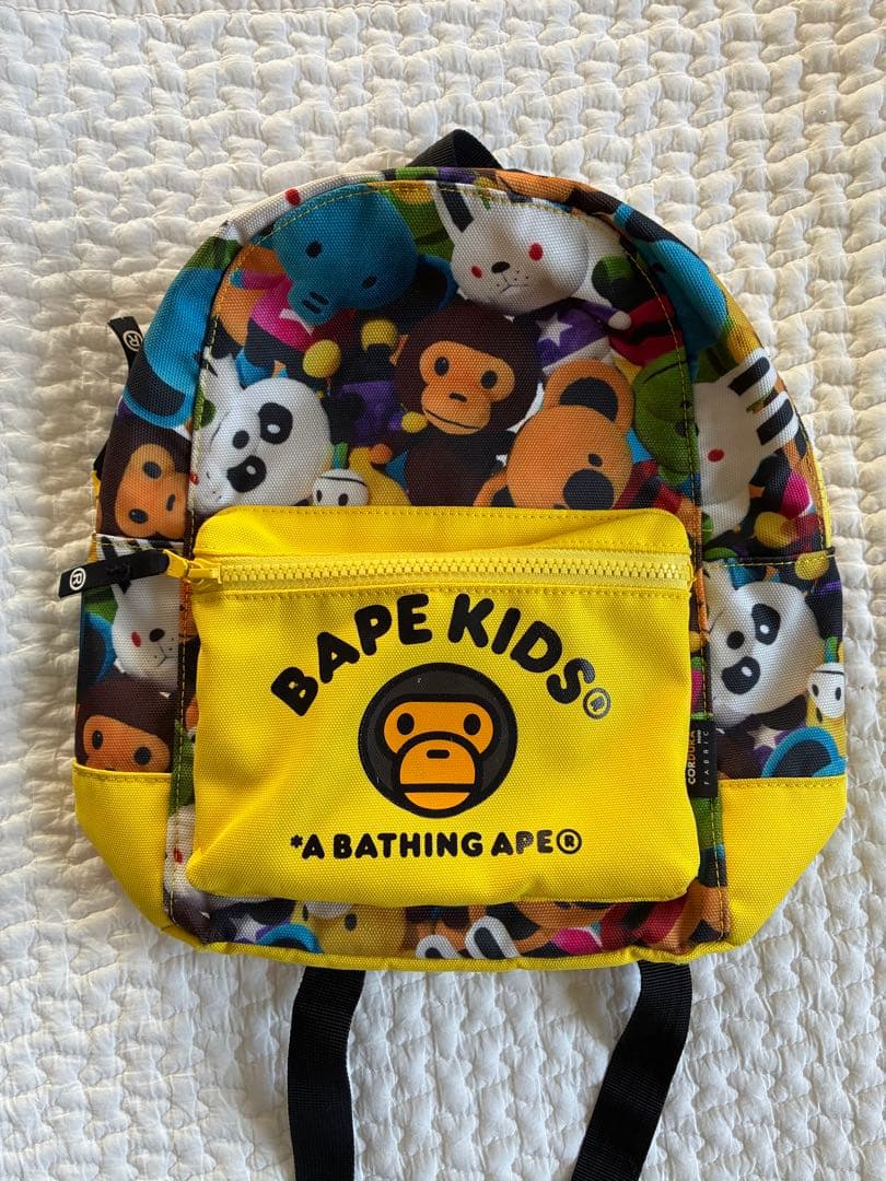 BAPE KIDS 総柄リュック　イエロー　エイプ