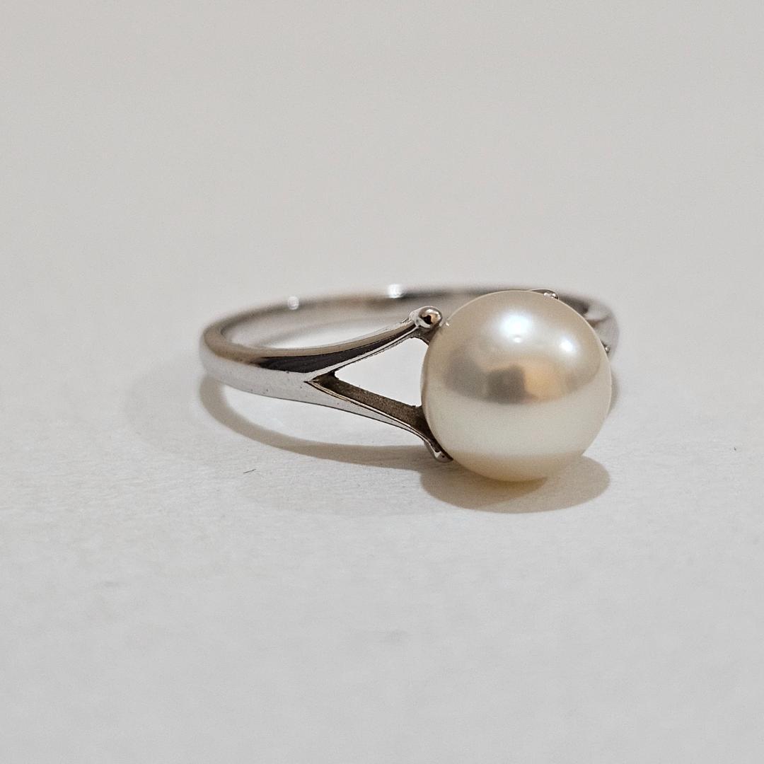 1808 ミキモトパールリングK18WGホワイトゴールド11号7.4mm