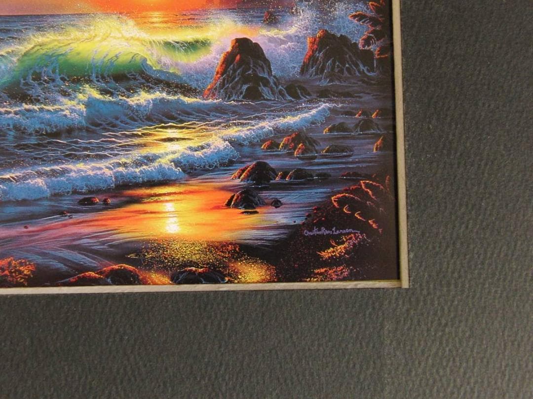 クリスチャン・ラッセン、【アイランド サンライズ】、希少な額装用