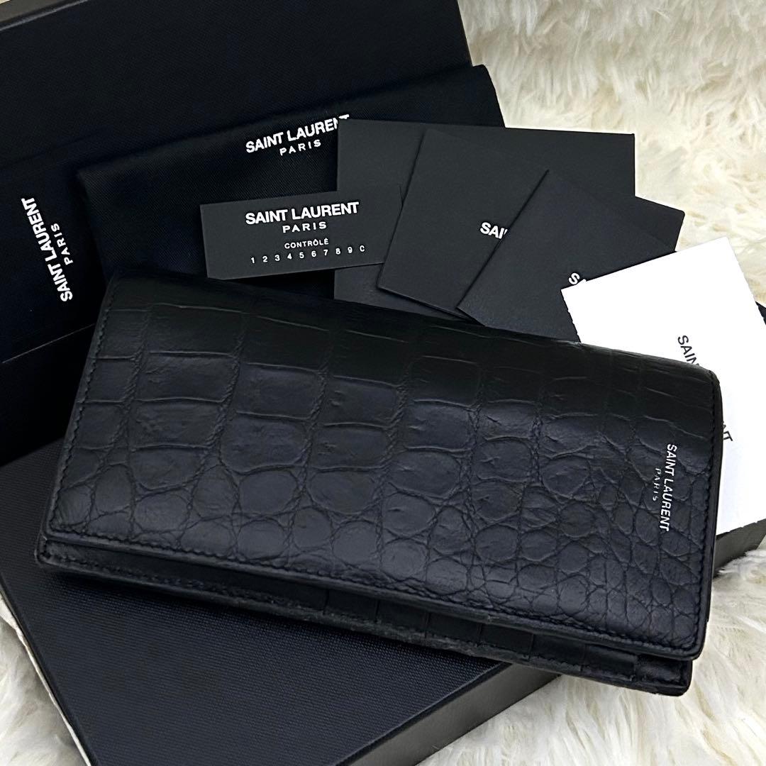 【美品】SAINT LAURENT サンローラン クロコダイル　長財布 箱付き