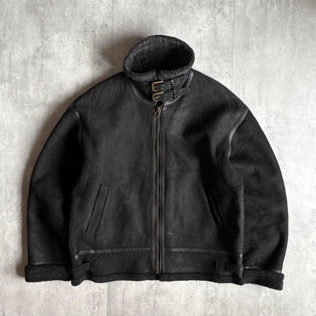 【90s vintage】B-3 フライトジャケット　ヌバック　本革　墨黒　短丈