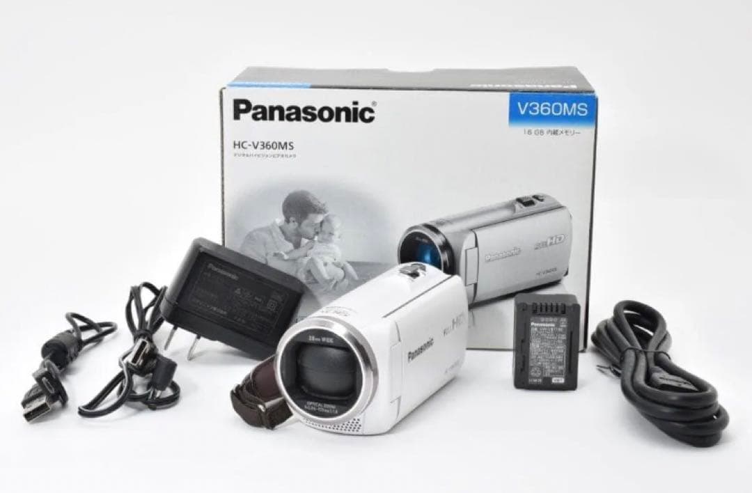 【中古美品】Panasonic HC-V360MS ビデオカメラ ホワイト 小型