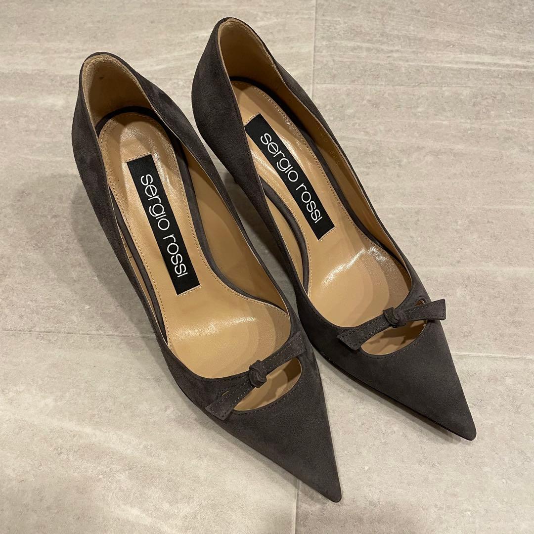 セルジオロッシ スエードパンプス 7.5cmヒール グレー 24cm