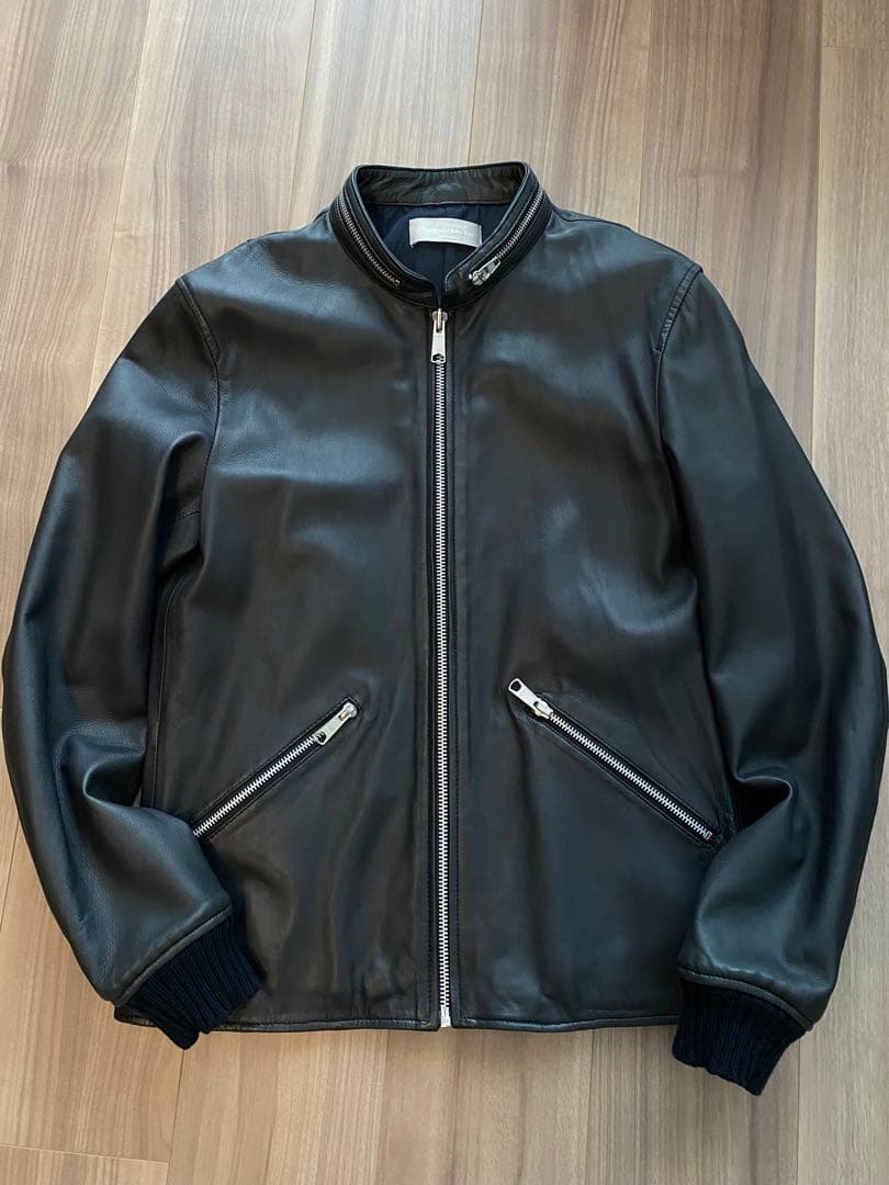 【美品】ラムレザー　シングルライダースジャケット　Mサイズ