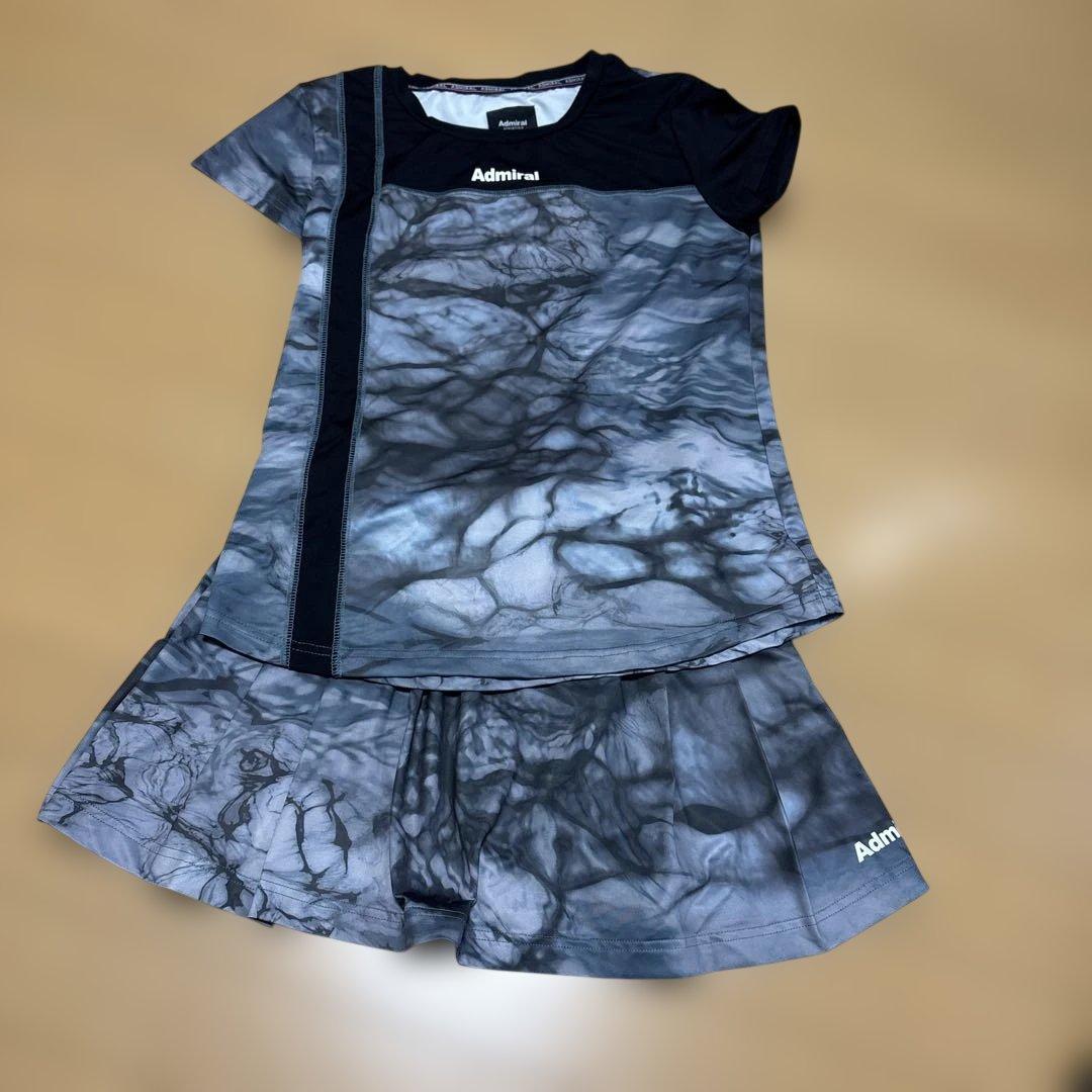 Admiral テニスウェアセット グレー系 Admiral アドミラル テニス ウェア シャツ スコート 上下セットアップ