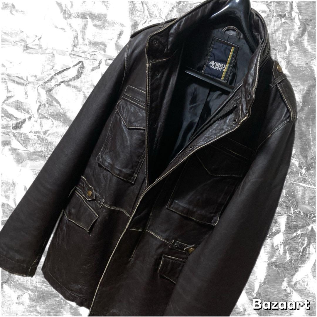 33Y251229G AVIREX M-65 レザージャケット