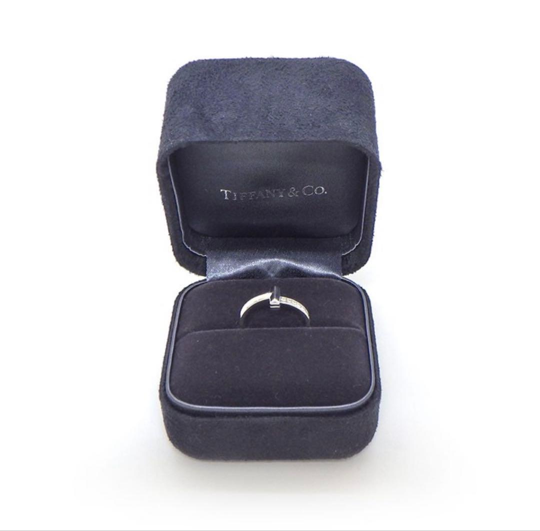 ティファニー Tiffany & Co. リングTワンナローK18WG 10号