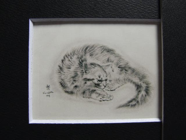 藤田嗣治、【猫の本】、希少な画集より、新品高級額・額装付