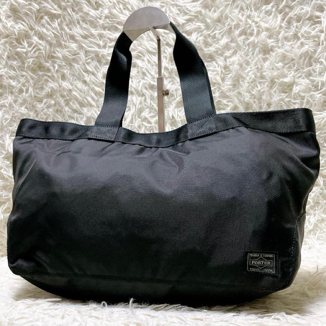 美品 ポーター ラウンド トートバッグ ナイロン A4 ブラック 希少 廃盤