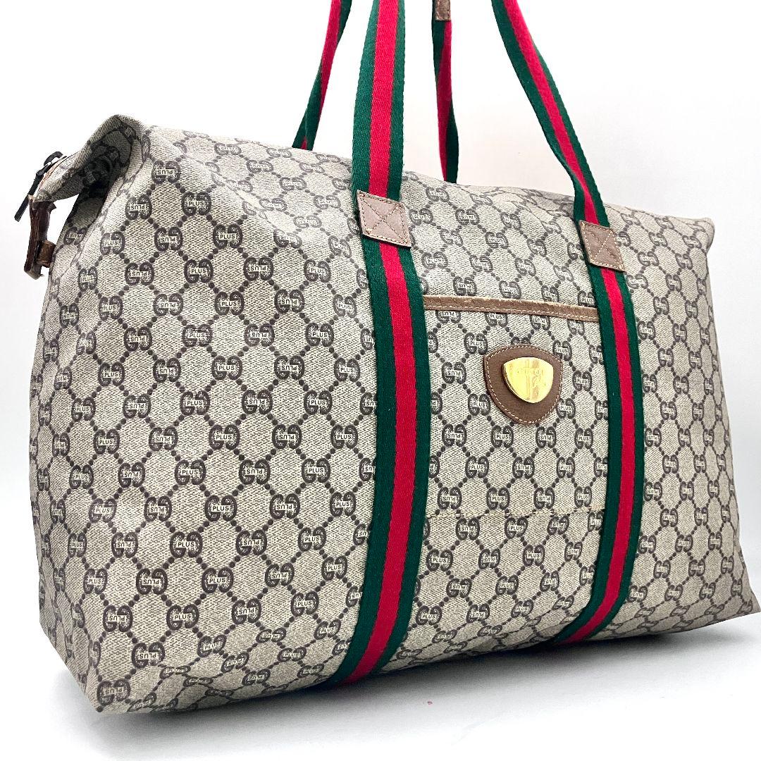 美品✨️グッチ 3028 GGスプリーム トートバッグ ボストン シェリーライン オールドグッチ ボストンバッグ シェリーライン GGスプリーム 紺色 A4