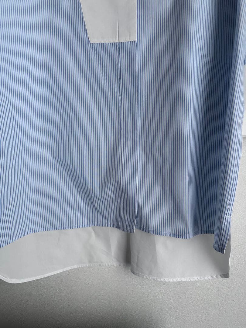 ロエベ ロングシャツ ストライプ切替 長袖シャツ アシンメトリー サイズ32